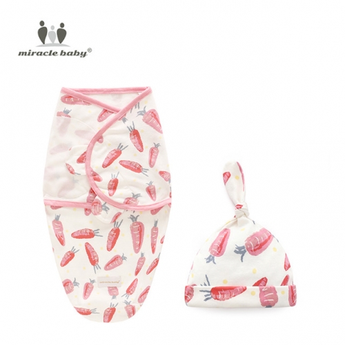 Miracle Baby  Swaddle and Hat Set-Soft Baby en manta envolvente de algodón puro y ajustable Manta y gorras de bebé Bonnet-Baby Shower Perfect Baby Sho