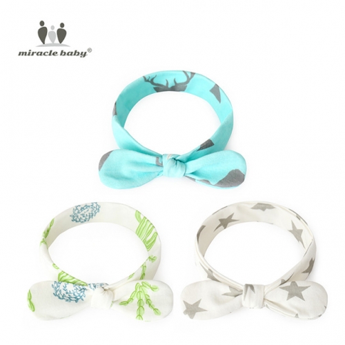 Miracle Baby 3 pcs Diademas para bebé, varios colores, con lazo, turbante y lazo, para niños, conejo, pelo, diadema, lazo para el pelo para bebés unis