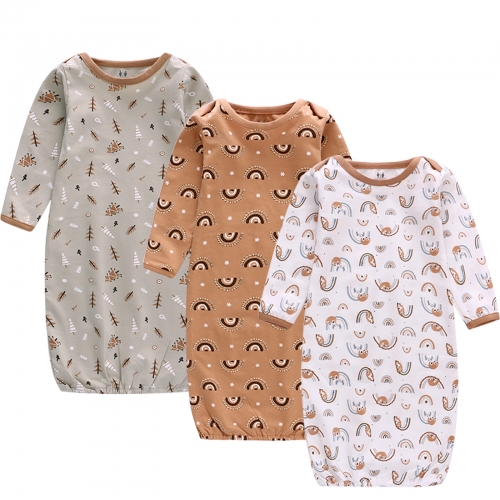 Miracle Baby® - Pack de 3 camisones de algodón para bebé, saco de dormir de manga larga para recién nacidos, niños y niñas de 0 a 6 meses